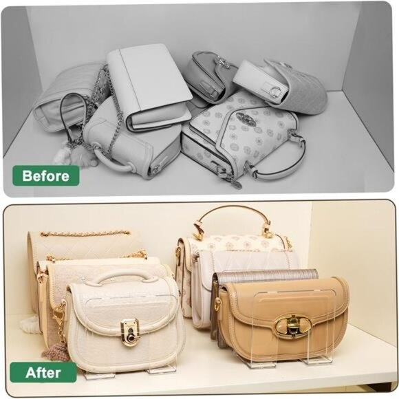 Acrylic Purse Organizer Closet 8 Slot Handbag Storage Clear Shelf Divider 2 Pack - Picture 3 of 7